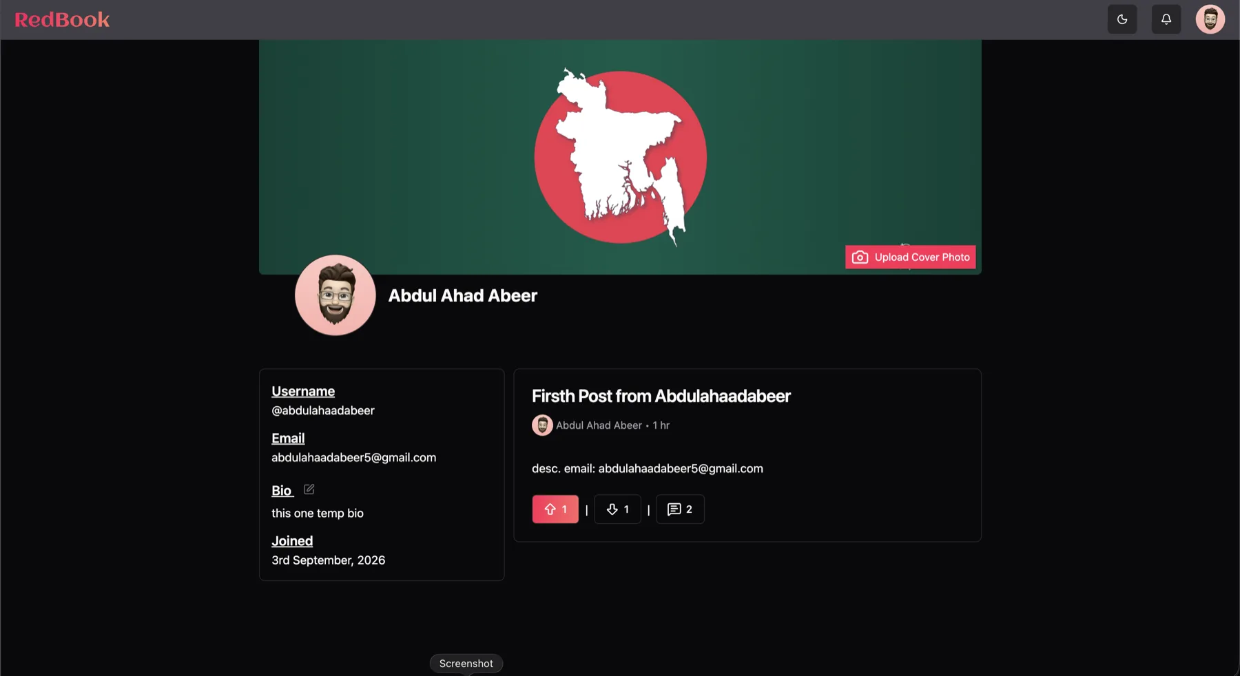 Profile page