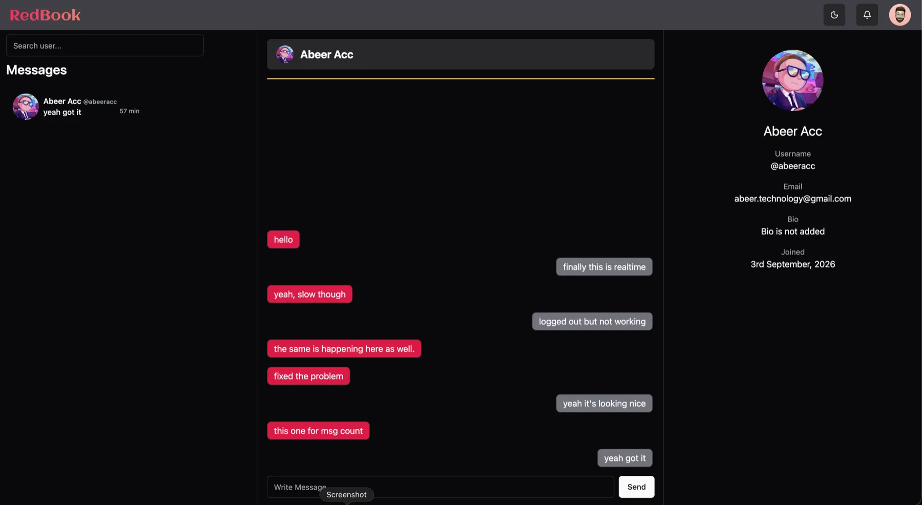 Realtime one-to-one messaging